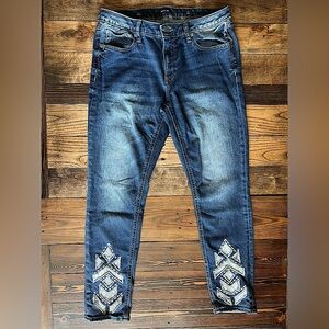 MISS ME • Down to Shine blue jeans ankle skinny stretchy western chic • size 30